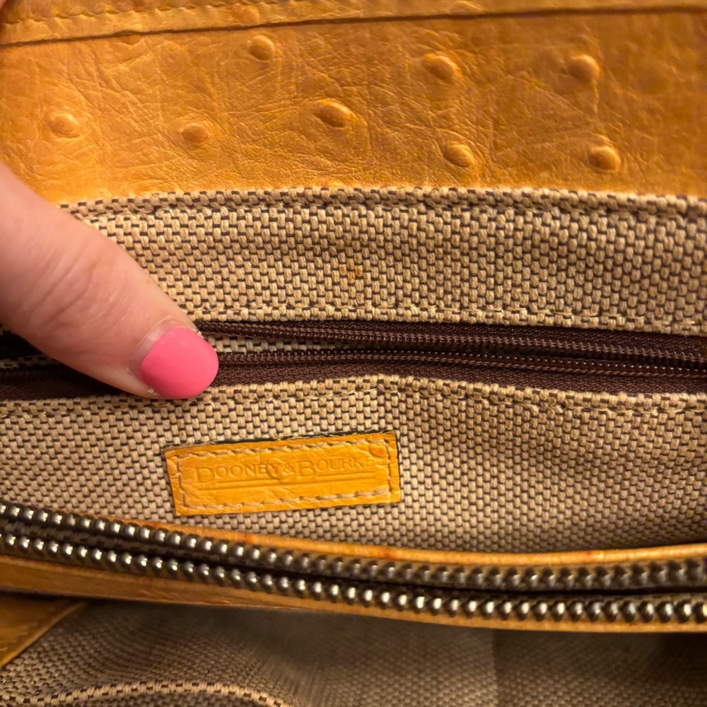 Dooney & Bourke‎ Caramel Brown Leather Ostrich Shoulder Crossbody Handbag - Picture 5 of 6